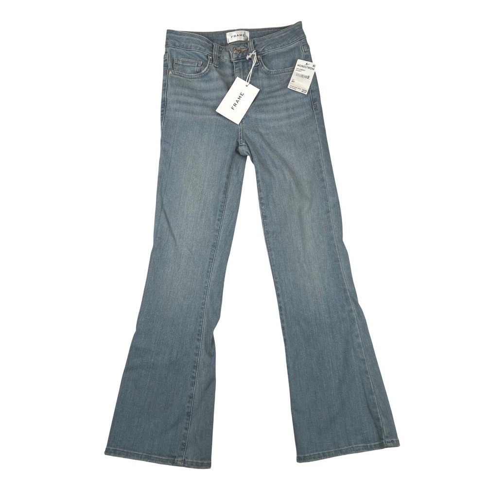 FRAME Le High Flare Jeans Integrity Blue High Rise Stretch Denim Size 23